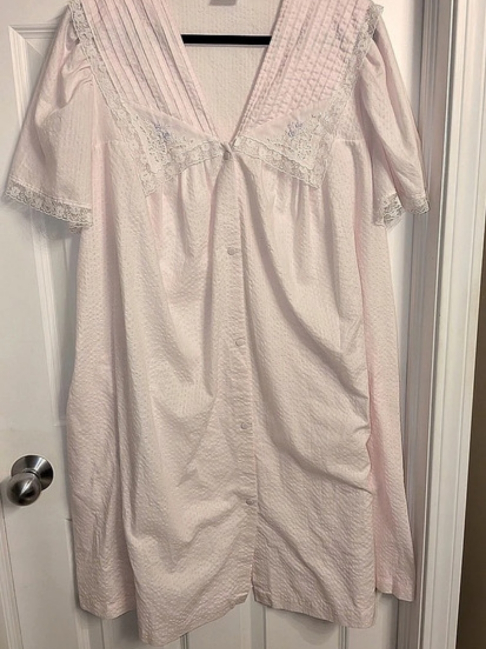 Vintage 1970/80s Gilligan & O'Malley Pink Lace Trim Mini Nightgown Like New
